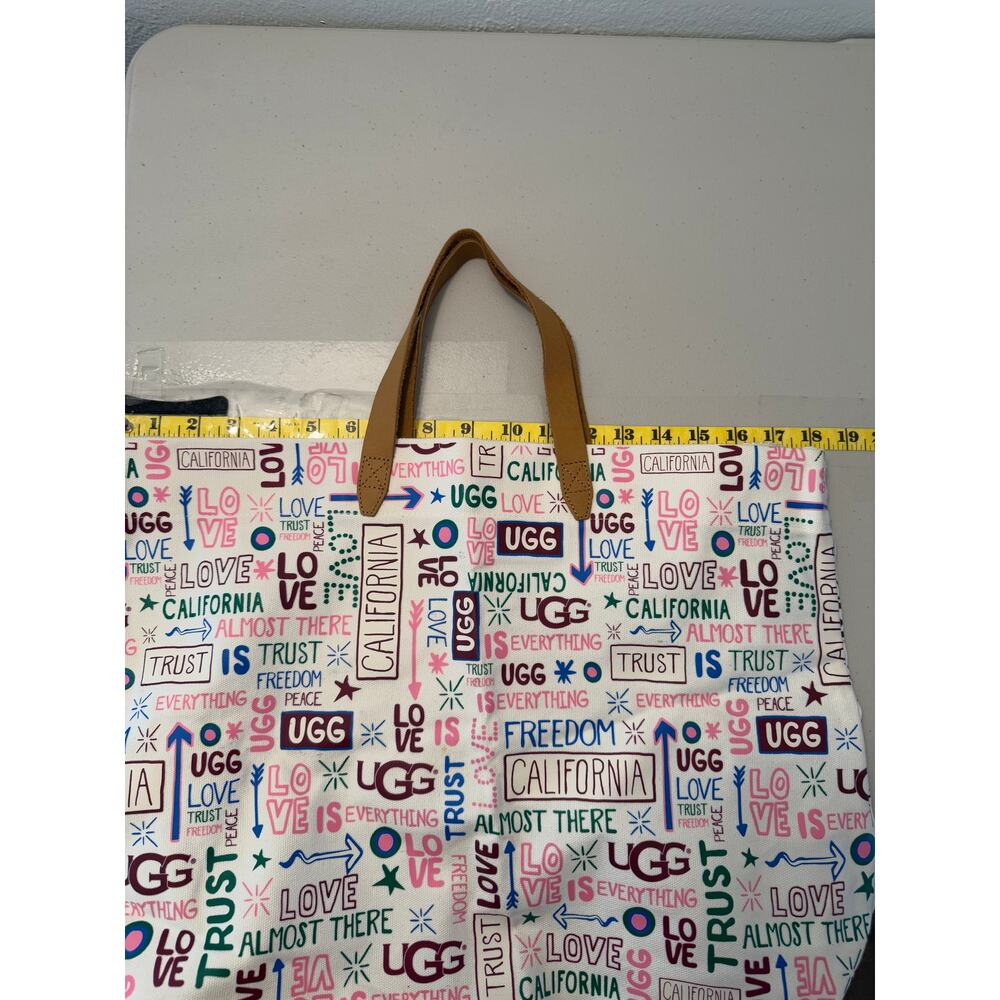 UGG California Love Canvas Tote Bag Carryall Long Strap and Handles Travel - Picture 6 of 7